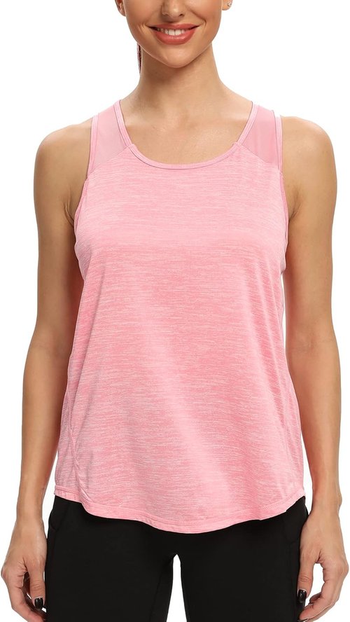 Aeuui Women's Racerback Tank Tops - Mesh Yoga Shirts for Athletic Workouts | Sleeveless Gym Wear