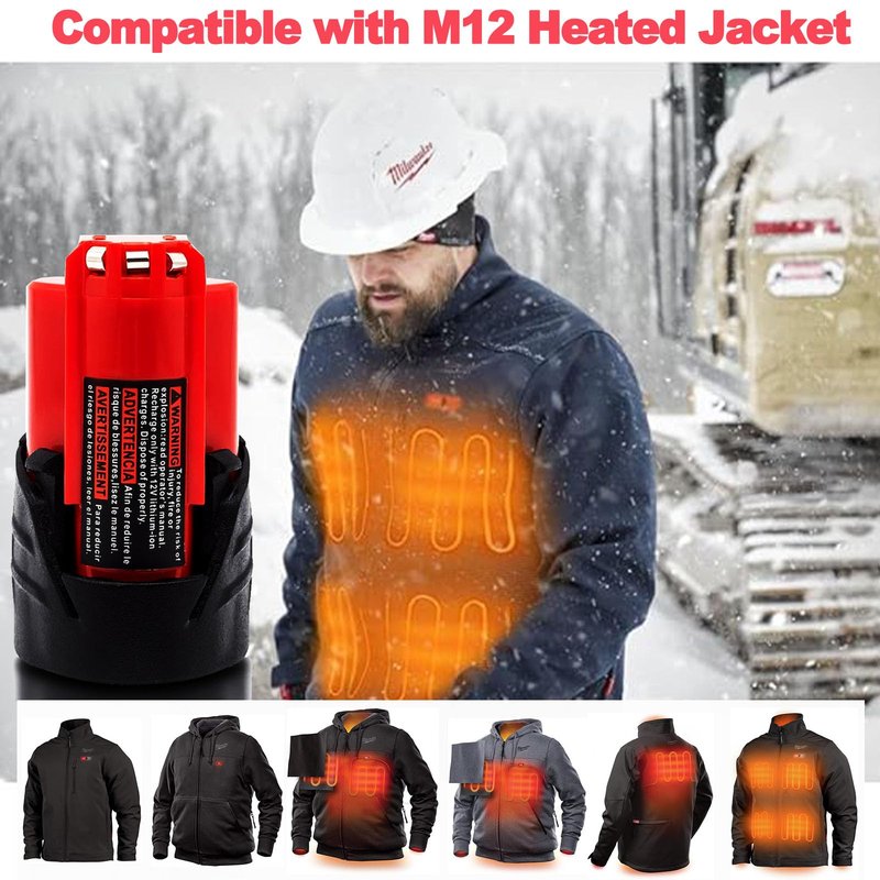 NSTTYK 48-11-2420 12V Lithium-Ion M-12 High Output 3Ah Battery Compatible with Milwaukee M 12 Heated Jacket and Tools Also Original Charger（Replacement for M12 Battery*1） (1)