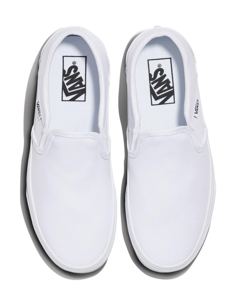 Vans Women's Asher Slip-On Shoe - Casual Sneakers for Walking, Fashion & Work. (Canvas) Truewht/Truewht. 5.5