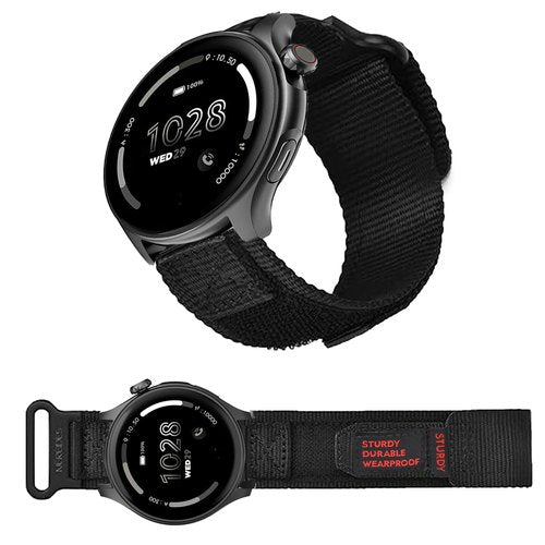 Compatible with Cubitt Viva Pro Smart Watch Band, Lamshaw Quick Release 22mm Rugged Nylon Sports Strap with Woven Loop Design Compatible for Cubitt Viva Pro, Viva, Aura Pro, Aura Smart Watch (Black, 22mm size band)