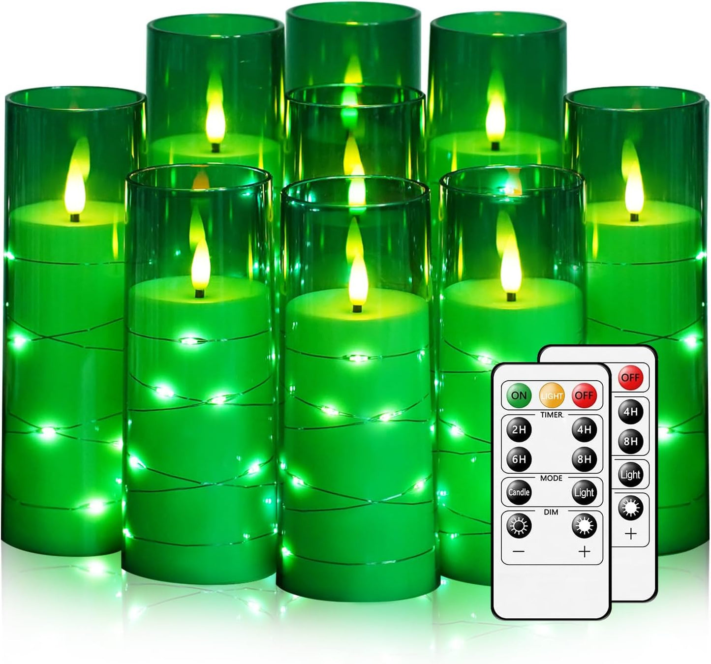 Flameless LED Pillar Candles Set - 9 Pcs White with Remote & Star String for Home Decor
