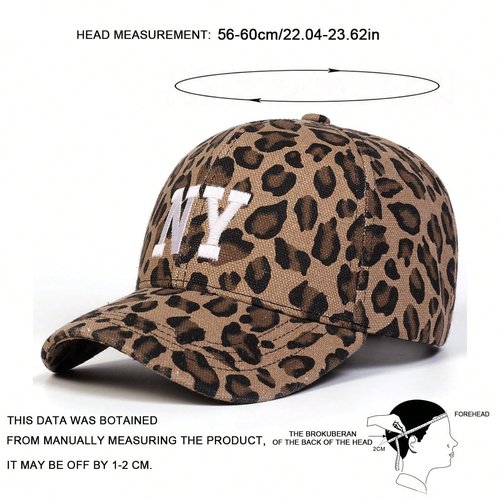 Leopard Print Baseball Cap with New York Embroidery Adjustable N.Y. Cotton Hat for Men and Women Casual and Sporty Look (Leopard,One Size)