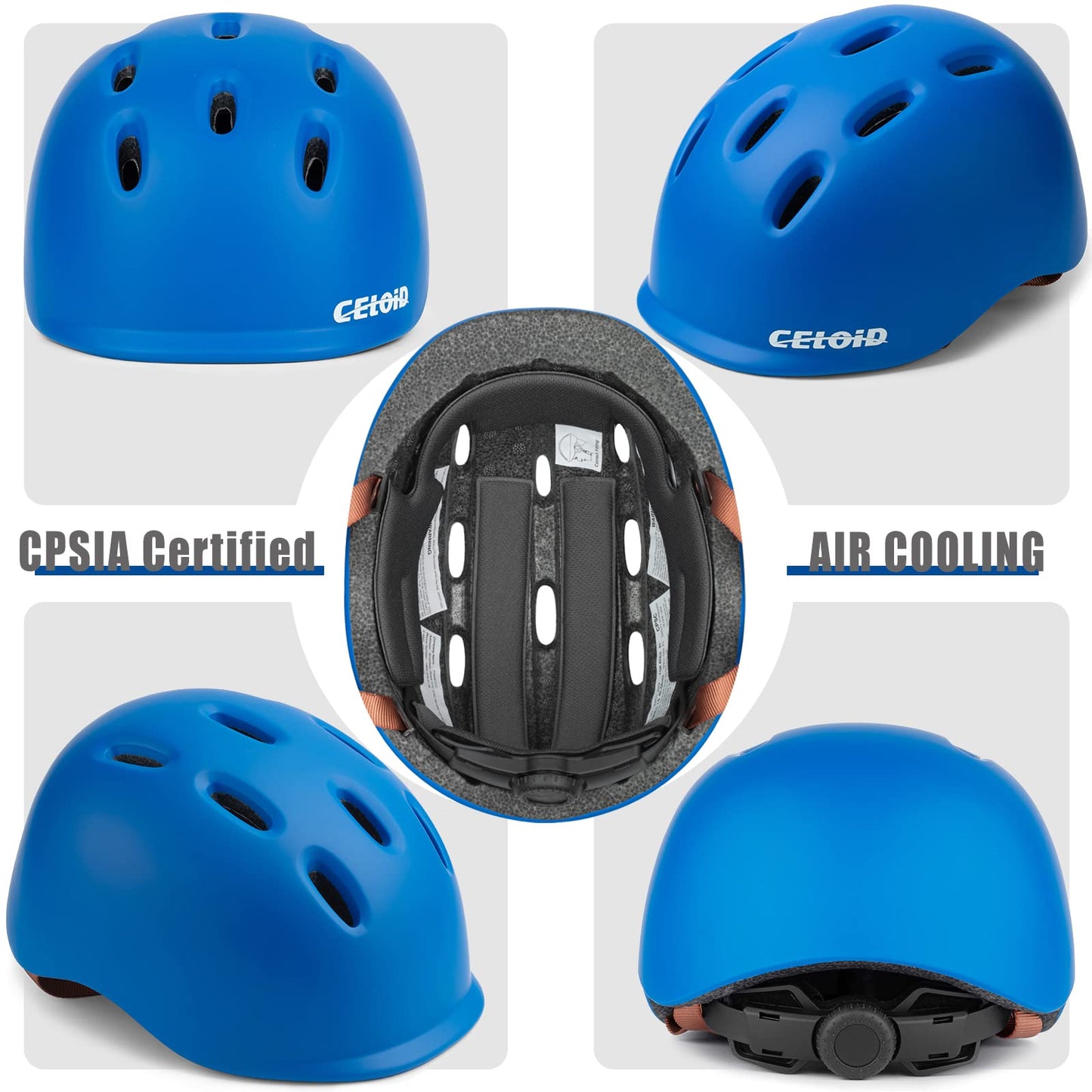 CELOID Kids Helmet,Baby Bike Helmets for Ages 8-10-16 Years Boys Girls,Adjustable Multi-Sport Cycling Skateboard Roller Skat Scooter Rollerblade Balance Skateboarding Helmet,SkyBlue