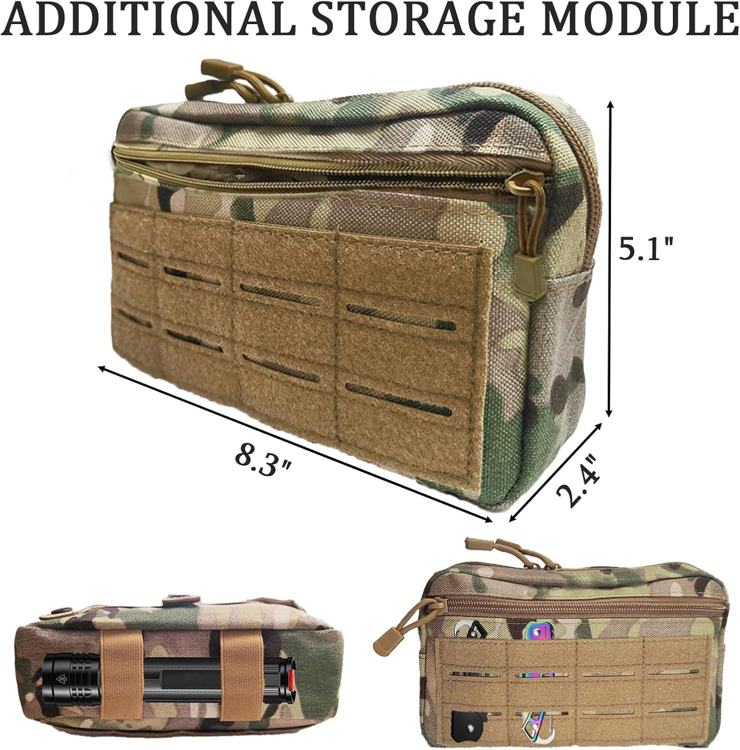 Skiennix Tactical Molle Admin Pouch - Multi-Purpose Laser-Cut EDC Tool Bag for Outdoor & Travel