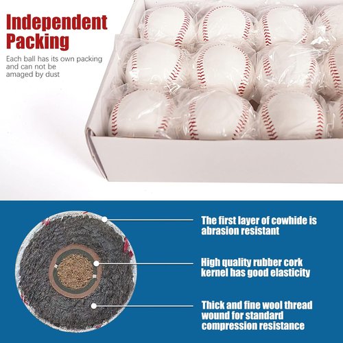 Leather Baseballs - Official League Grade | 12-Pack Competition Level Balls for Youth Training