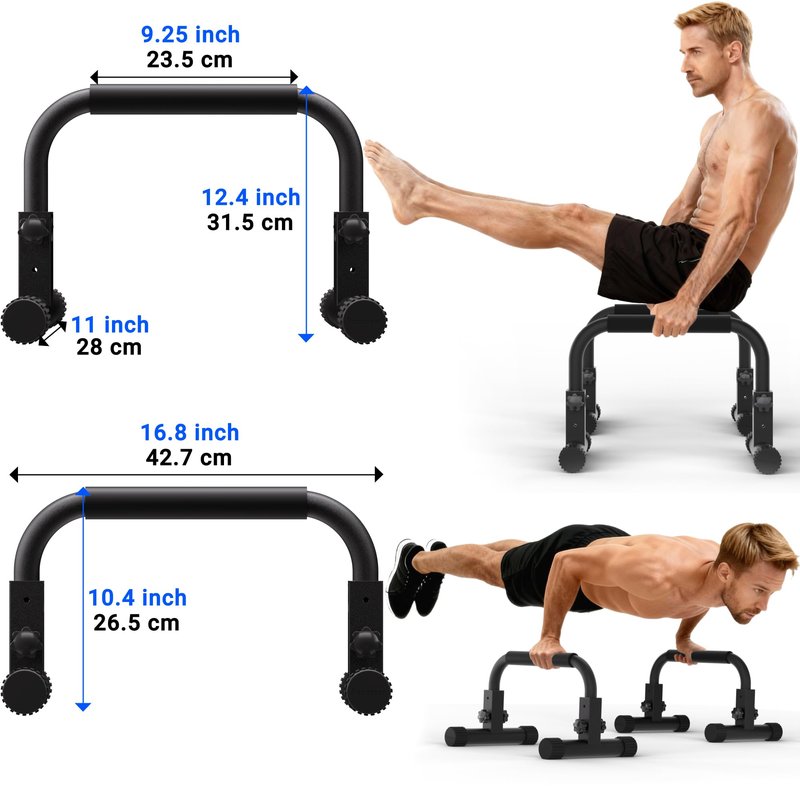 READAEER Adjustable Push Up Bar, High Strength Non-Slip Parallettes Bars & Dip Bars With Foam Handles,Heavy-Duty Calisthenics Parallel Bars for L-Sit, Dips, Home Gym Strength Training Workout