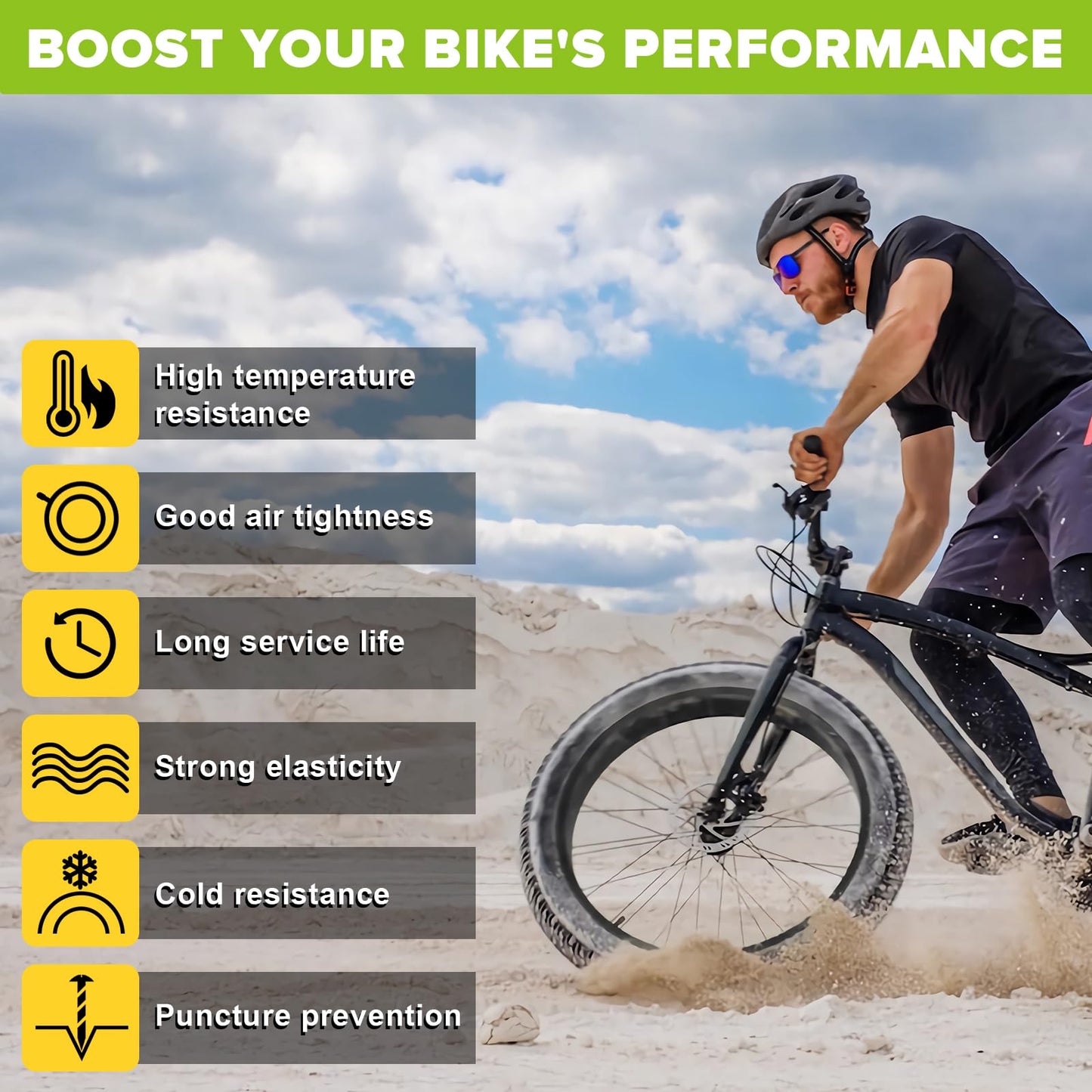 2 Pack 26x4.0 Fat Bike Tube, 26x3.5/4.0 E-Bike Fat Bicycle Inner Tube AV Schrader Valve with 2 Tire Levers, 26 x 4.0 Fat Tire Bike Inner Tubes for Ebike Electric Bicycle Road Mountain