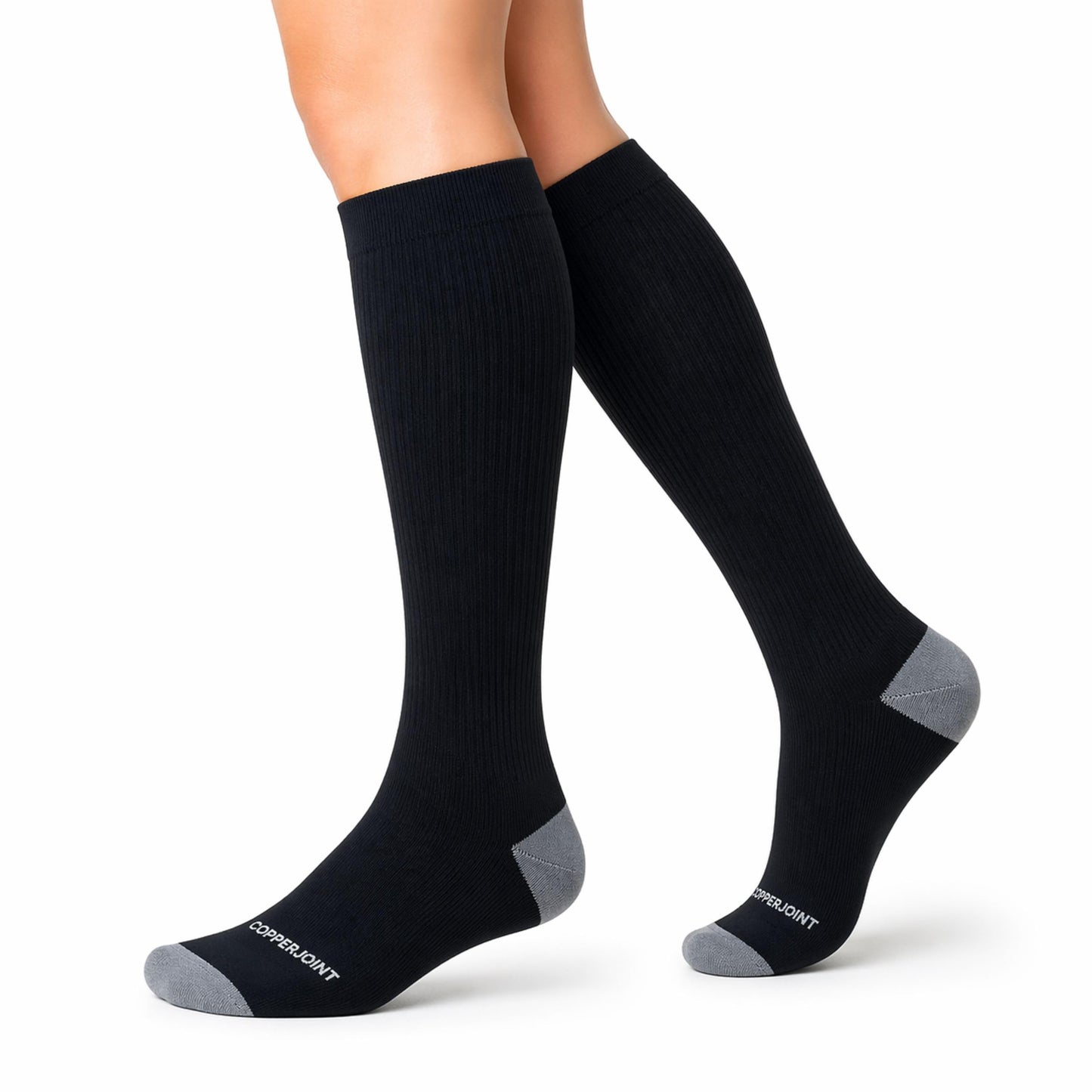 CopperJoint 15-20 mmHg Compression Socks for Women & Men, Knee High Graduated Compression Socks for All-Day Standing, Travel, Work, Running & Daily Support