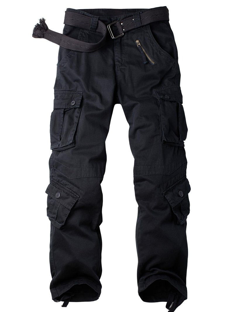 AKHlKING Women's Cargo Pants Work Camo Cotton Casual Combat Wild Outdoor Ripstop Trousers with 8 Pockets Black 12*CG