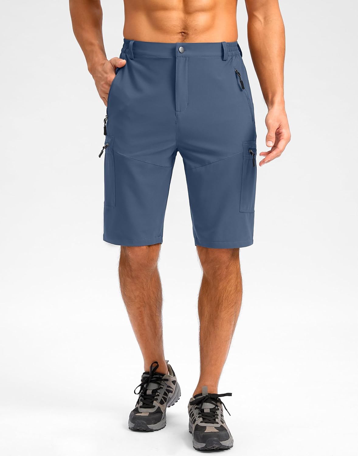 Pudolla Men's Hiking Cargo Shorts - Lightweight Outdoor Shorts with 5 Zipper Pockets | Available in 9"/7"/11" Sizes
