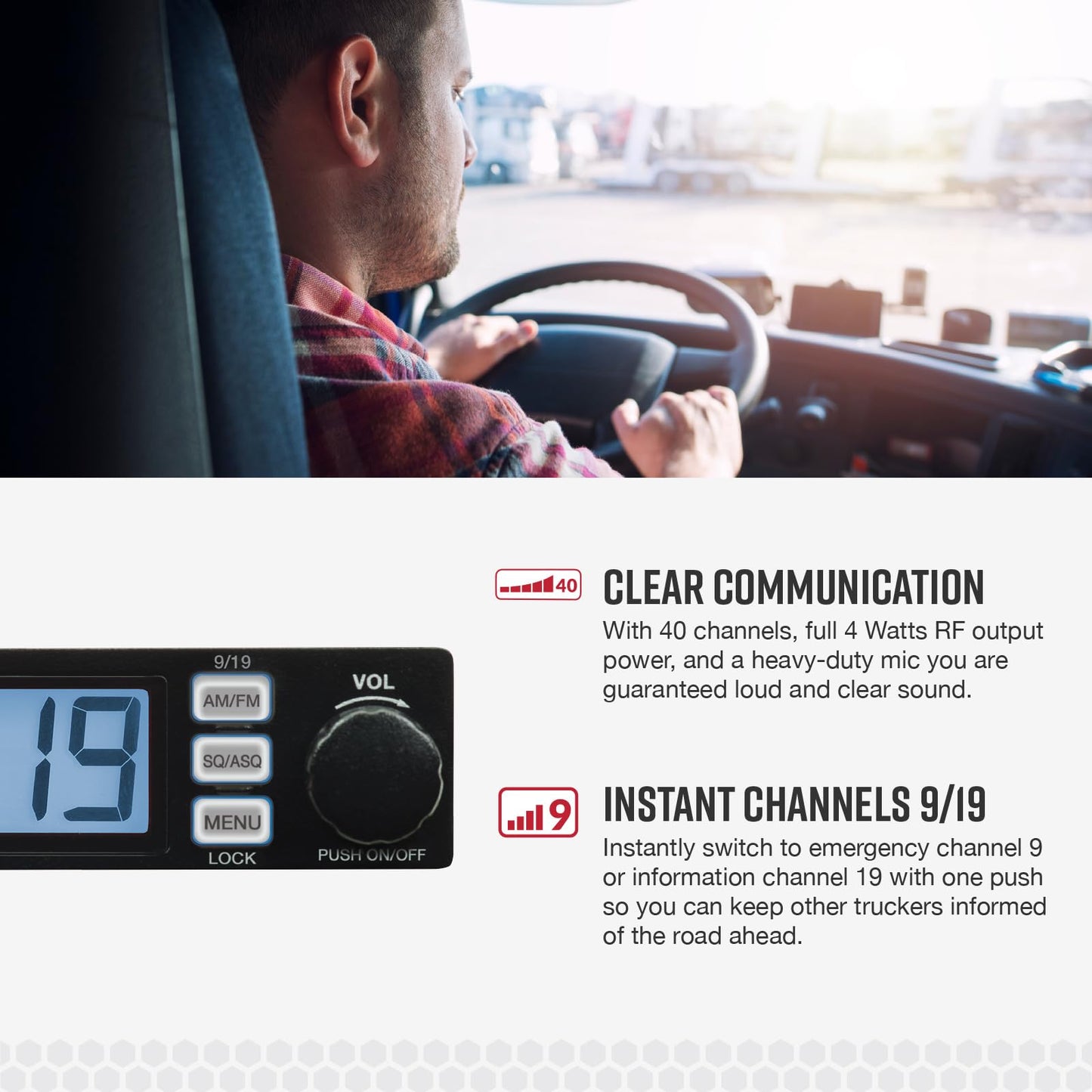 Cobra 19 MINI AM/FM Recreational CB Radio - Dual-Mode AM/FM, 40 Channels, Travel Essentials, Time Out Timer, VOX, Auto Squelch, Auto Power, Instant Channel 9/19, 4-Watt Output, Easy to Operate, Black