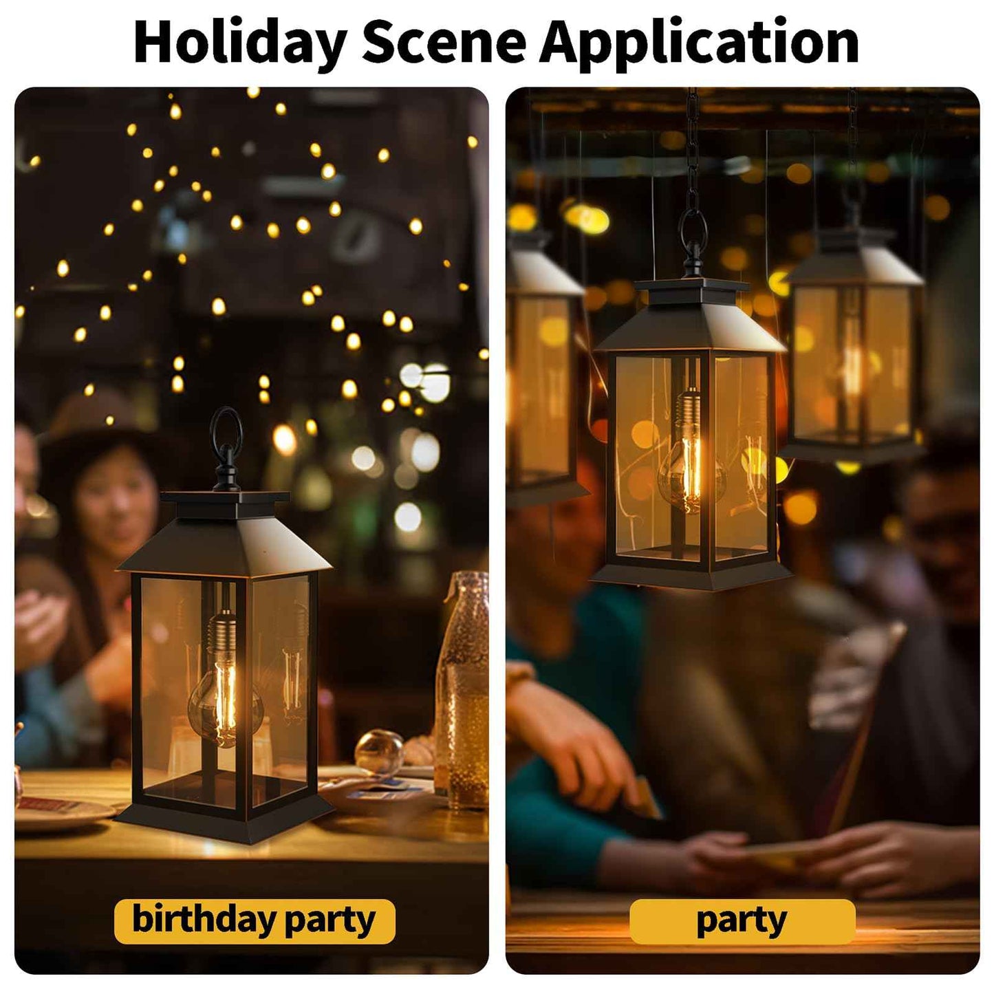 AYTPU 2 Pack Hanging Solar Lanterns Glass Solar Lights Outdoor Waterproof Upgraded Solar and 2 AA Batteries Powered, for Outside Porch, Patio and Indoor Tables, Mantelpiece