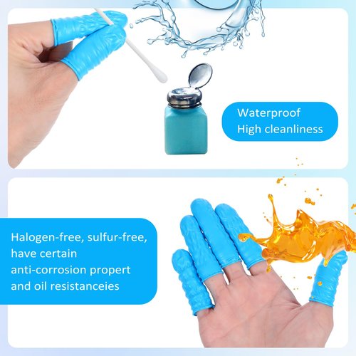 Kifmurase 400 PCS Large Disposable Nitrile Finger Cots, Non-allergenic No Powder Finger Protectors, Finger Covers for Beauty, Manicure, Massage, Electronic Repair (Blue)
