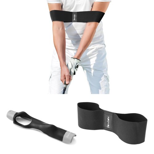 Fanshaw Golf Grip Trainer with Arm Band, 2-in-1 Golf Swing Training Aid for Correct Grip & Arm Positioning,Fixes Grip Posture & Locks Elbow for Consistent Shots,Men & Women Golf Accessories