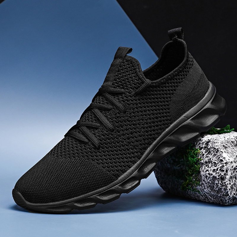 RJYWGS Running Shoes Womens Mens Walking Tennis Gym Sneakers Slip On Comfortable Lightweight Athletic Workout Casual Fashion Sports Shoes Black Size Women 7/ Men 6