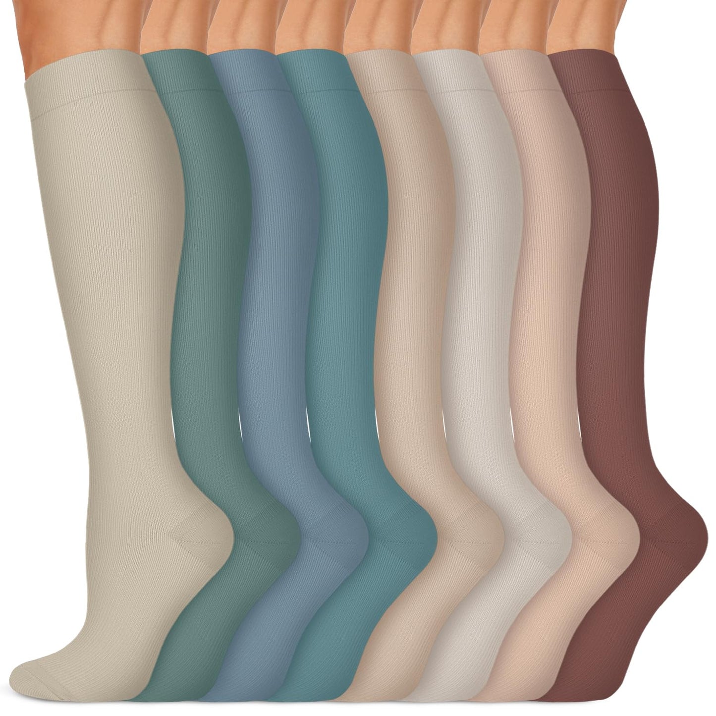 Copper Compression Socks 15-20 mmHg for Men & Women 8 Pairs – Circulation Support for Nurses, Travel, Running, Hiking, Soccer,Gift,Pregnant, Nurses(L/XL)