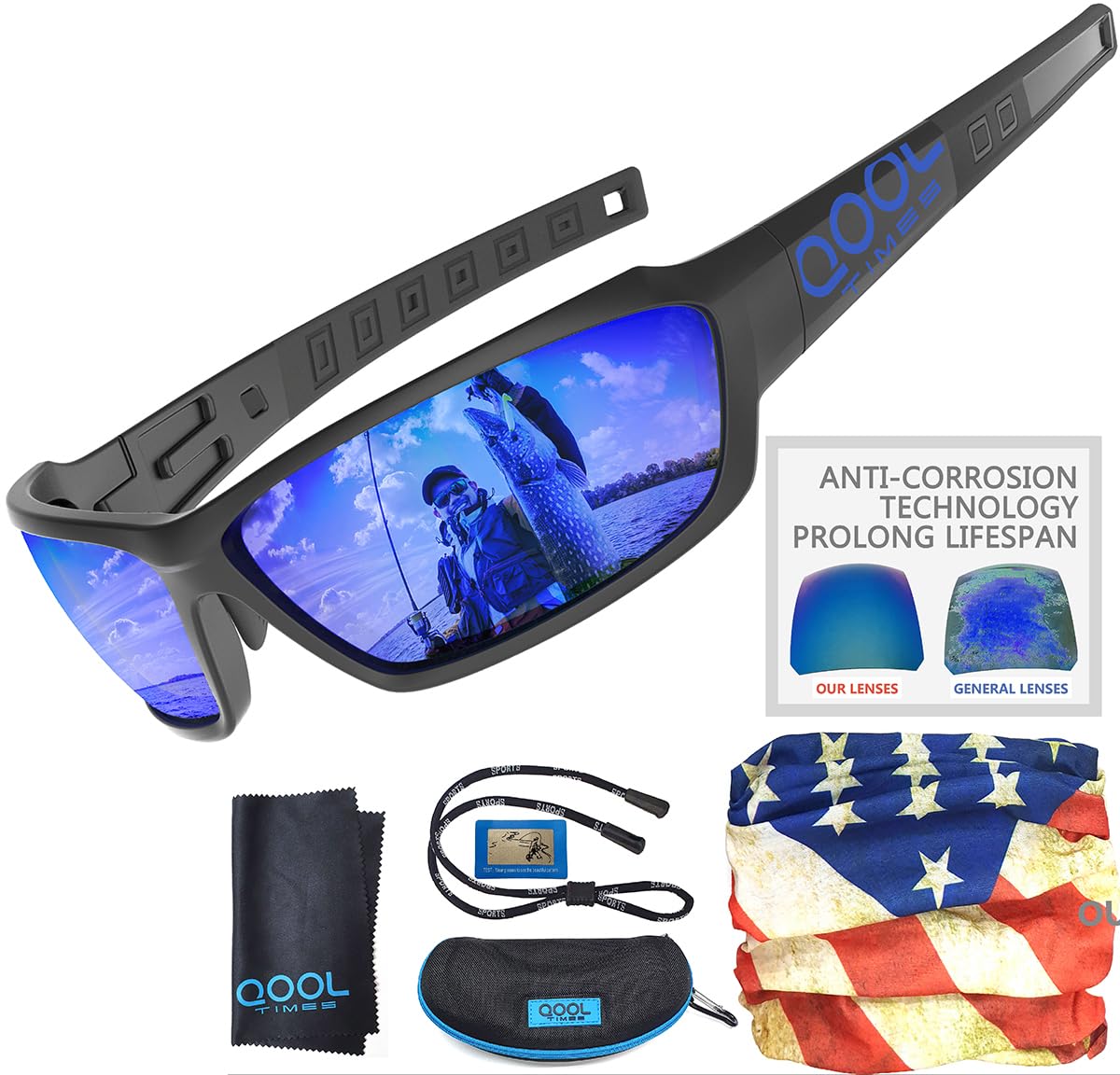 Living out your qool time Polarized Men Fishing Blue Lens Saltwater fishing Sailing Boating Beach sunglasses Gifts