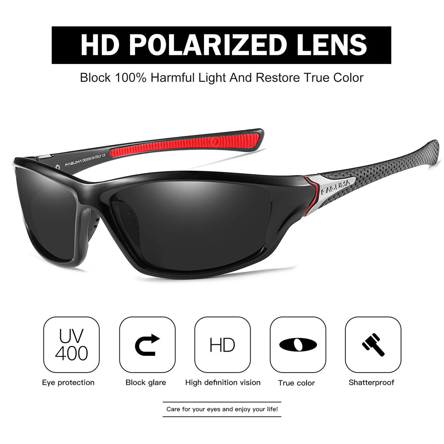 FAGUMA Sports Polarized Sunglasses For Men UV400 Protection