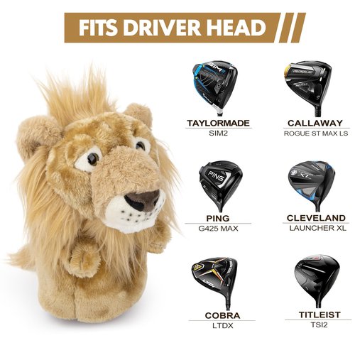 Barudan Golf Animal Golf Head Covers, Men's Golf Gear, Driver Head Cover, 1 Wood, Fits Up to 460cc, Premium Pu Leather, White and Brown, Patriotic