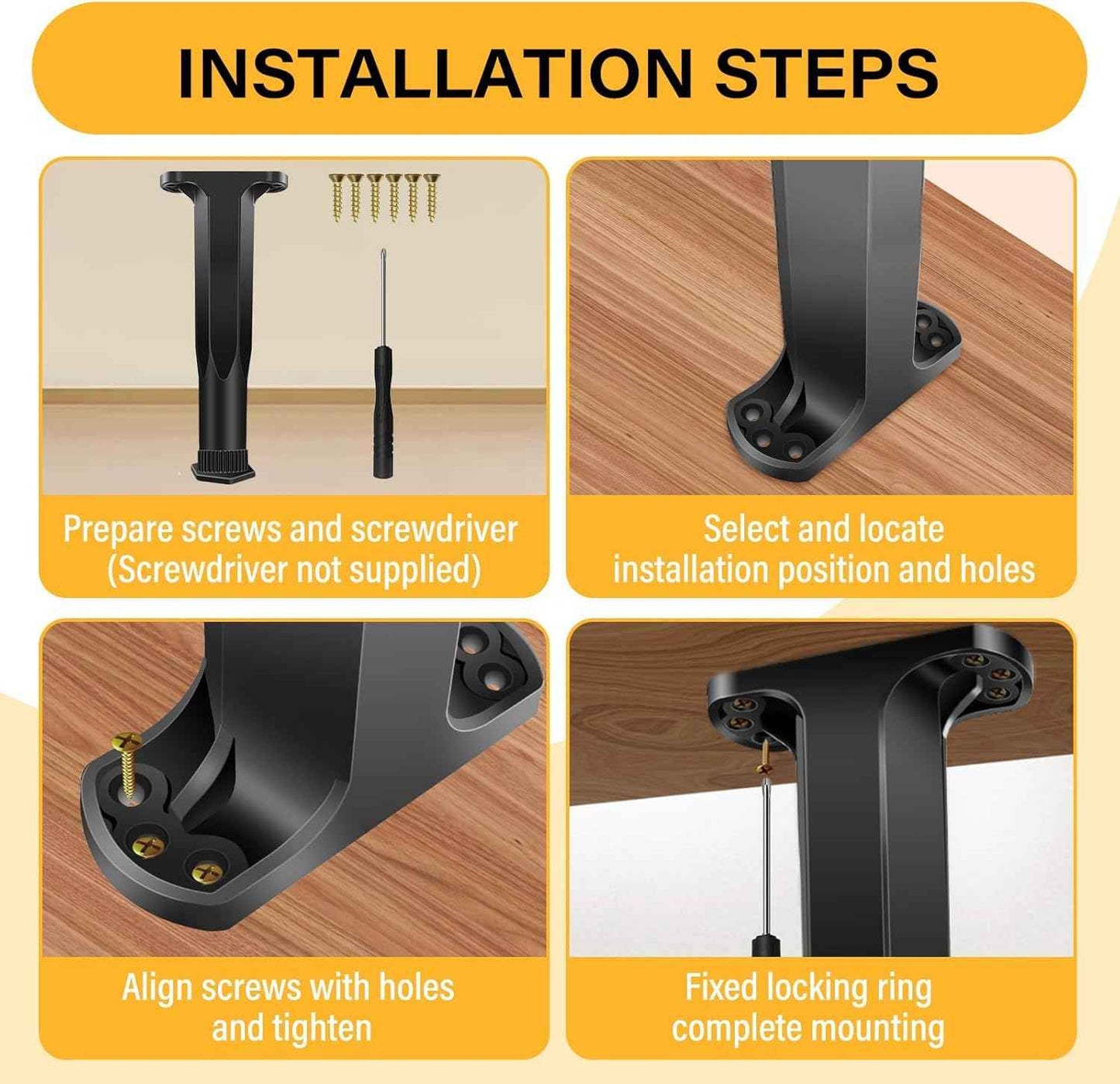 6 PCS Adjustable Height Bed Frame Support Legs - 7.8-14.6inch Bed Slats Support Leg with Screws, Furniture Legs for Bed Frame/Bed Center Slat/Cabinet/Dresser/Table/Sofa/Chair, Bed Replacement Legs