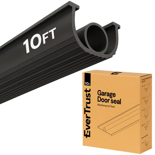 EverTrust 10ft/3M Garage Door Bottom Seal – Weatherproof Stripping Rubber Seal with T-Ends 5/16 inch. Protect Your Garage from Weather and Dust with EPDM Rubber Garage Door Draft Stopper (10 Ft)