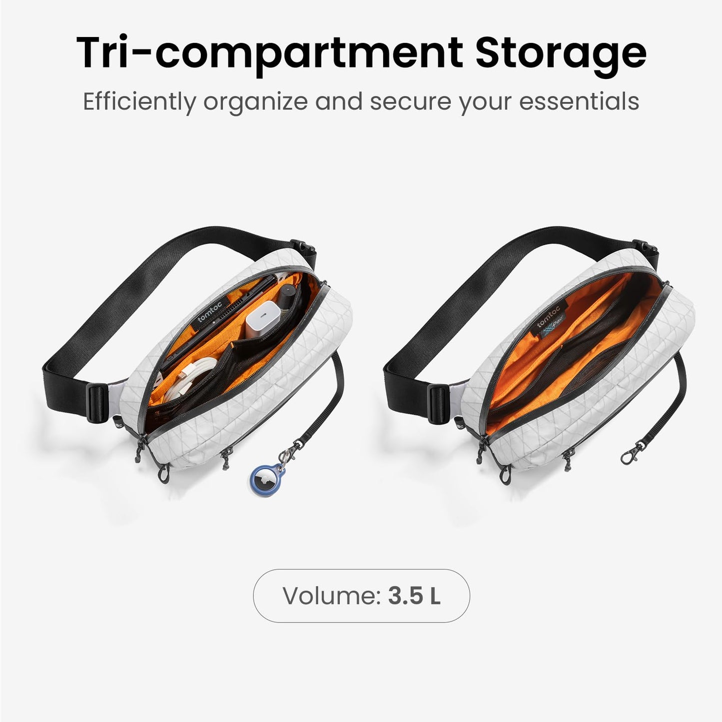 tomtoc 3.5L X-Pac Sling Bag with RFID Blocking Crossbody Pack for Men Women