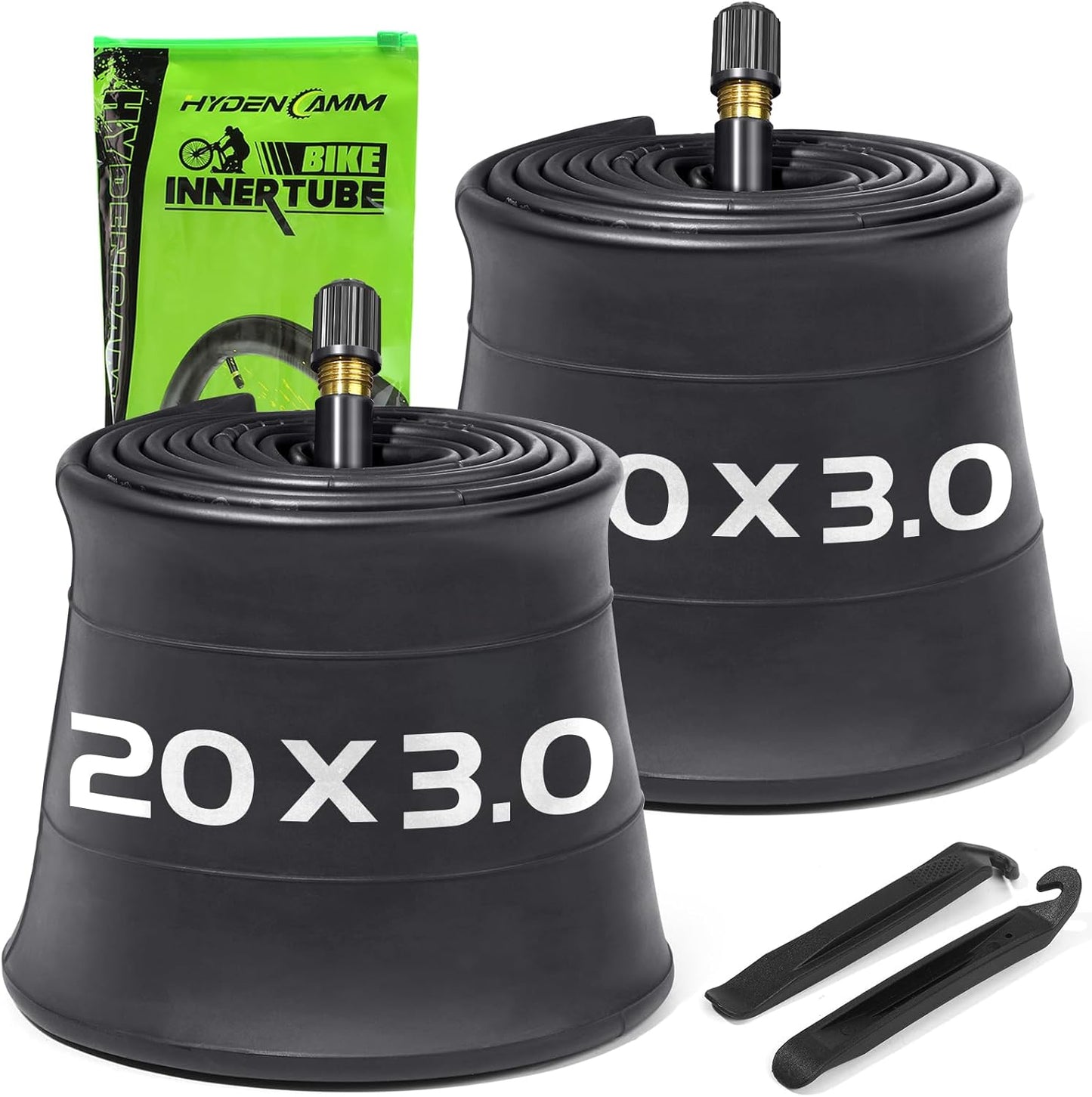 Skiennix Fat Tire Bike Inner Tubes - 20/26" x 3.0/3.5 with 32mm AV Schrader Valve & Tire Levers | Durable Butyl Rubber