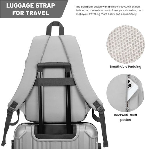KROSIAS School Backpack - Stylish 15.6 Inch Laptop Bag for Teens | Cute & Spacious for College Travel (Dark Grey & Light Grey)