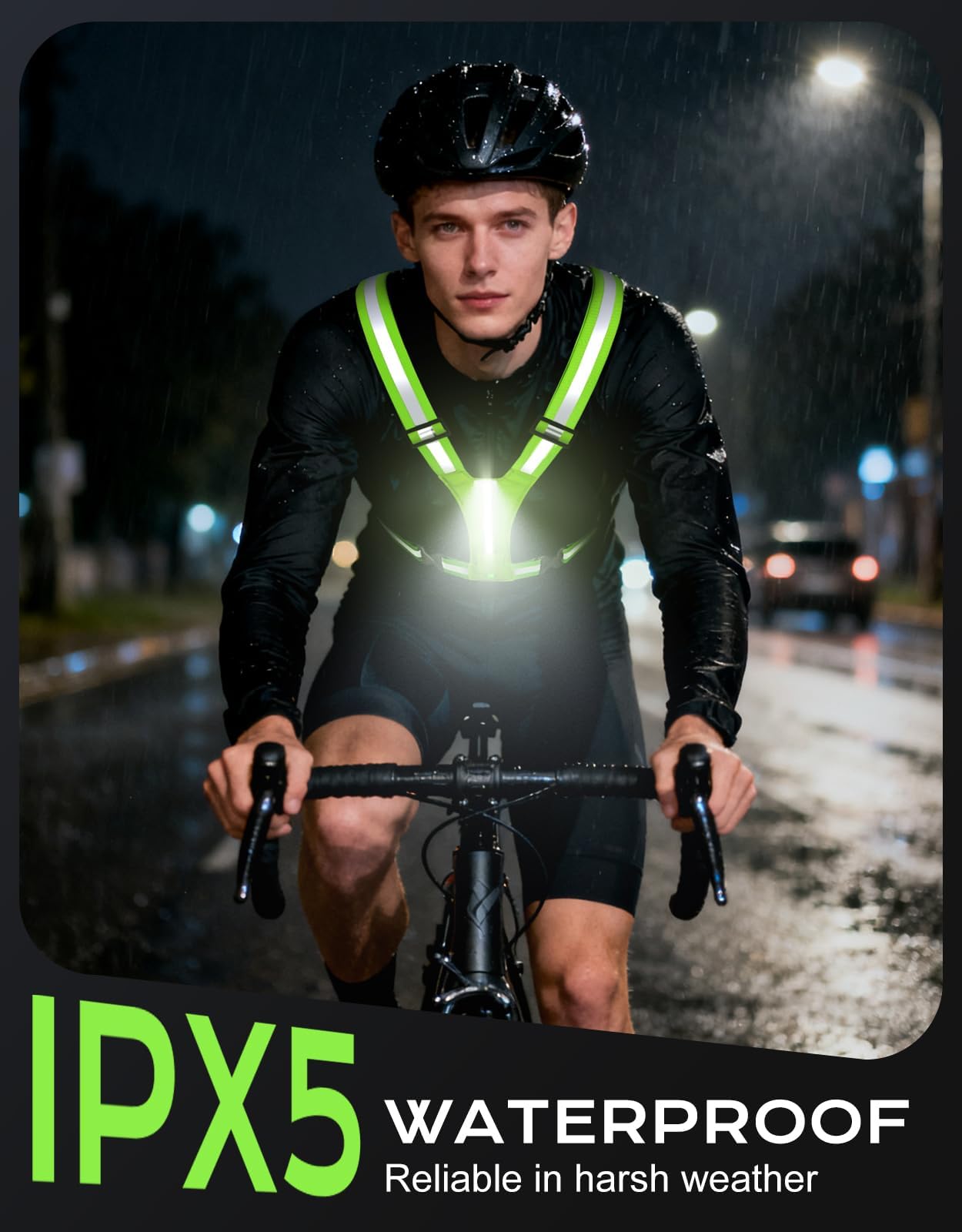 Cuvccn LED Reflective Vest Super Bright Lighting, 360° Visible Running Light for Runners, Waterproof Adjustable Reflective Running Vest Headlamp Gear for Men/Women/Kids Night Walking/Running/Cycling