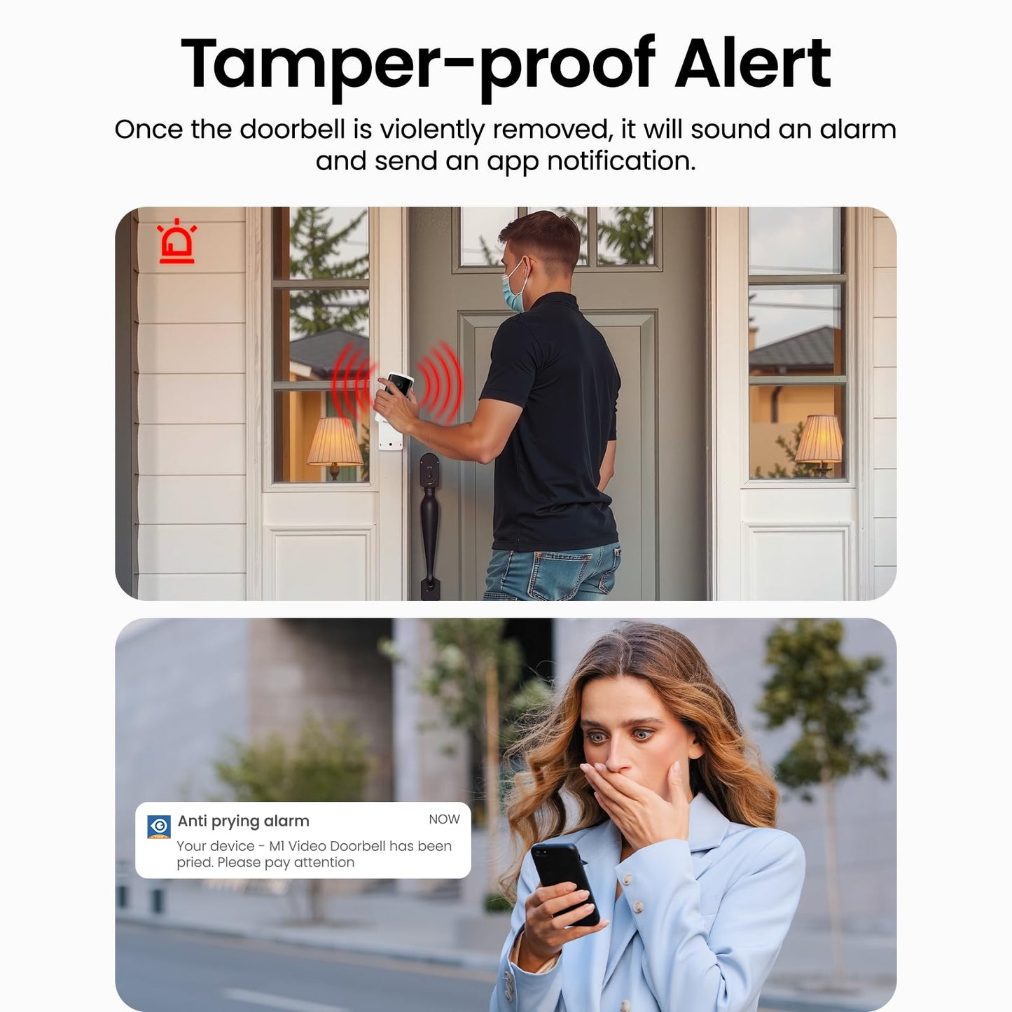 INFIYA Video Doorbell Camera Wireless-2K Outdoor Front Door Camera with Chime Included for Home Security, Easy Installation, AI Human Detection, Instant Alerts, Night Vision, Two-Way Audio, M1 White