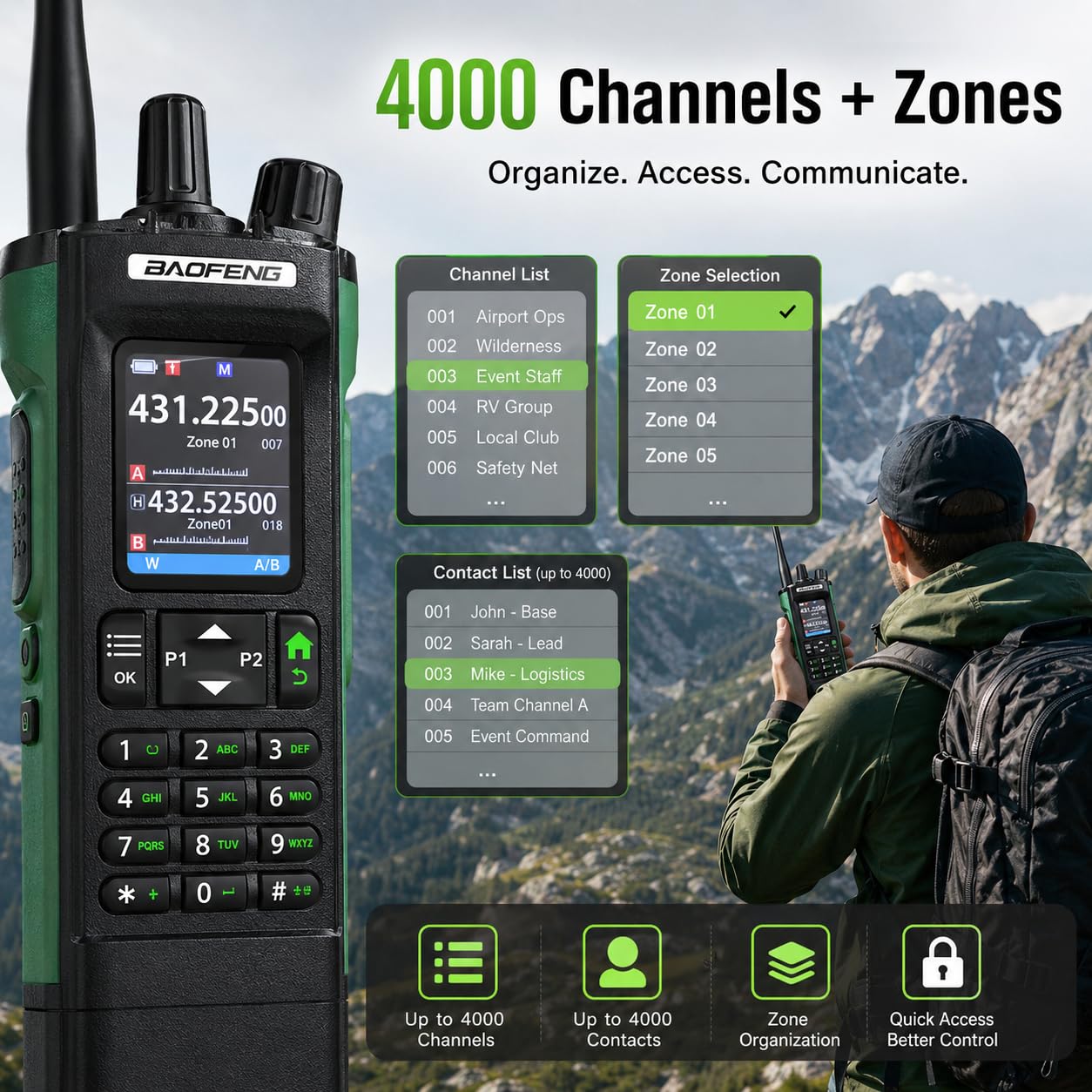 BAOFENG DM-32UV DMR Two Way Radio, Dual Band VHF/UHF, GPS APRS, AES256, Type-C Rechargeable, PC Programmable, Licensed Use Only