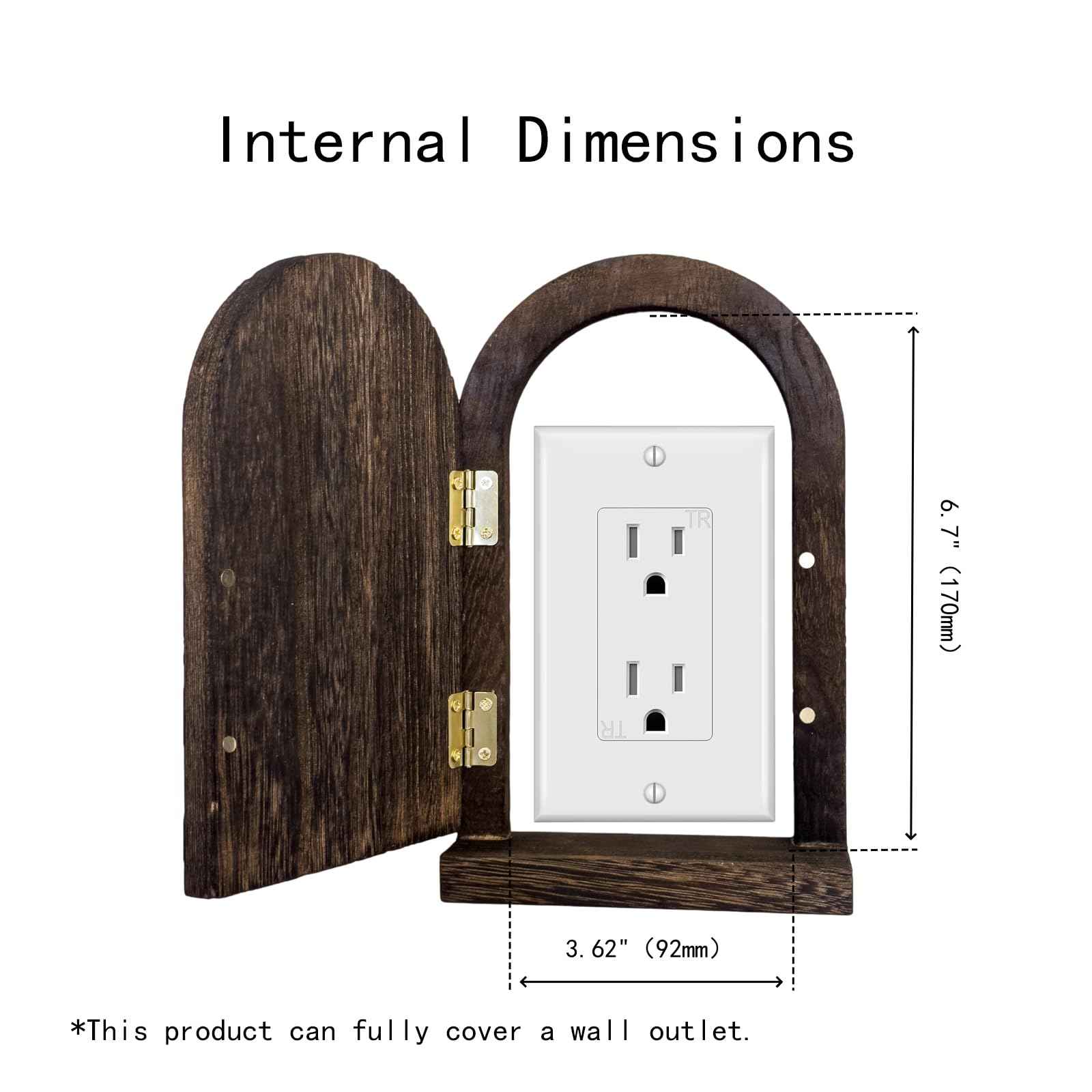 MaxForJoys Self-Adhesive Outlet Cover – A Creative Wooden Cover that Conceals Wall Plates、 Switches、Stains、Wall holes and Protects Child – Elf Door for Wall – 7.87 Inch Tall Fairy Door (Paulownia)