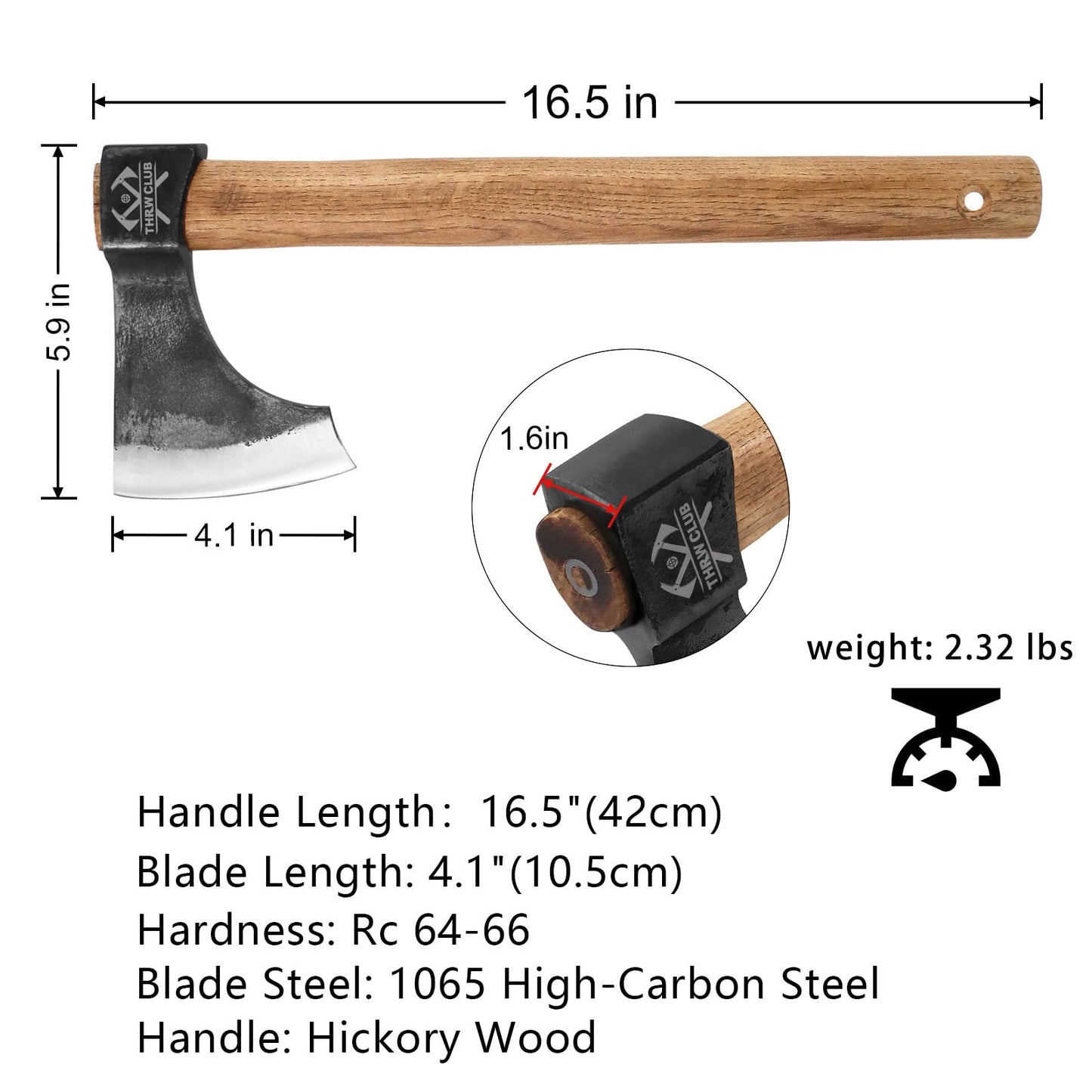Professional Throwing Axe, 3 Pack 16.5" Throwing Axes and Tomahawks with 1065 High Carbon Steel & Hickory Wood Handle, Perfect for Axe Throwiing Game for Backyard, Competition and Recreation