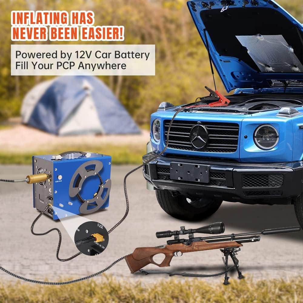 TOAUTO A3 PCP Air Compressor - Portable Vertical Design, Auto-Stop, 4500 PSI, 8MM Quick Connector | 110V AC & 12V Battery Compatible
