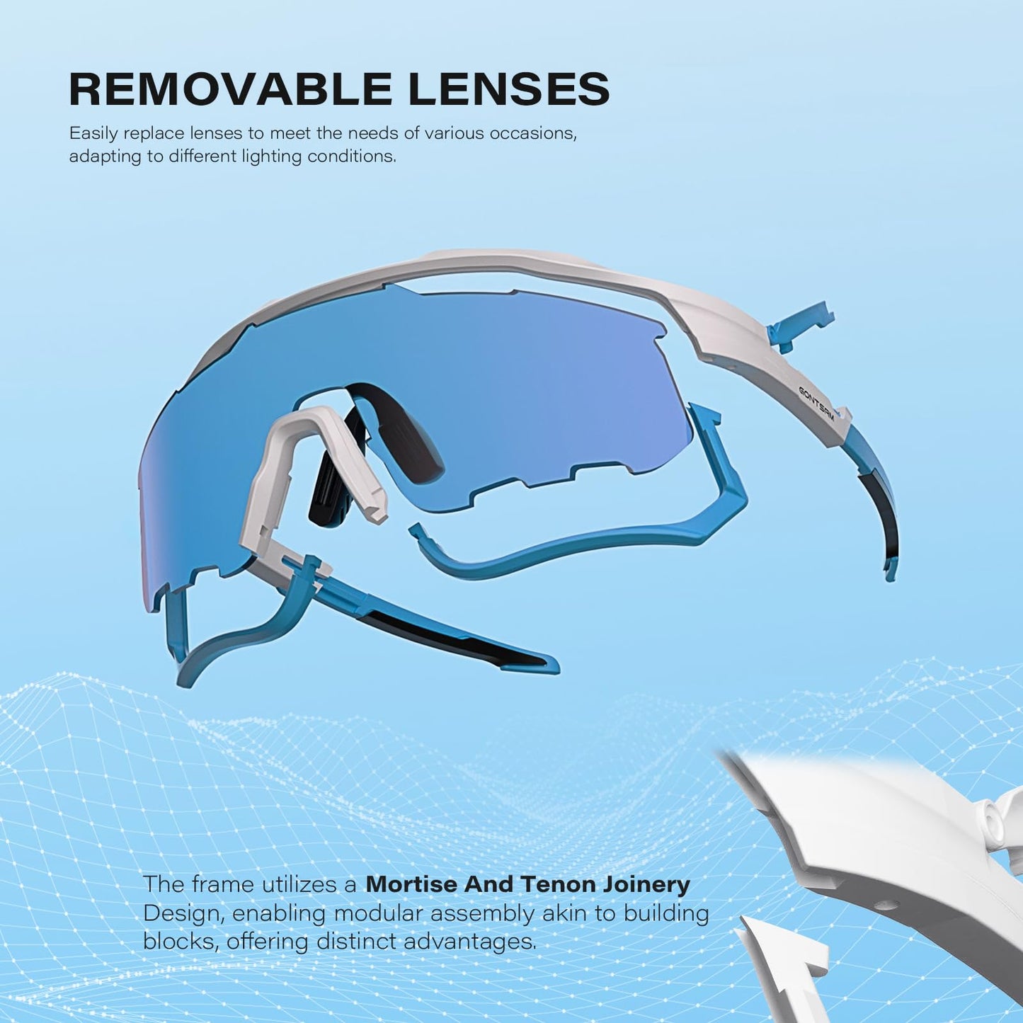 GONTSAM Polarized Cycling Glasses with Photochromic Effect, UV400 Protection, Detachable Sports Sunglasses with Winter Anti-Fog for Men & Women