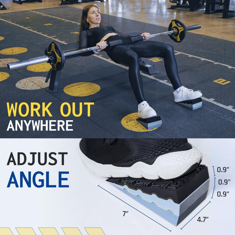 Silicone Squat Wedge Block for Elevated Heel Squats and Deadlifts - 6 PCS - Improve Mobility, Balance, and Strength - 21° Max Incline - Non-Slip, Versatile Trainer Aid