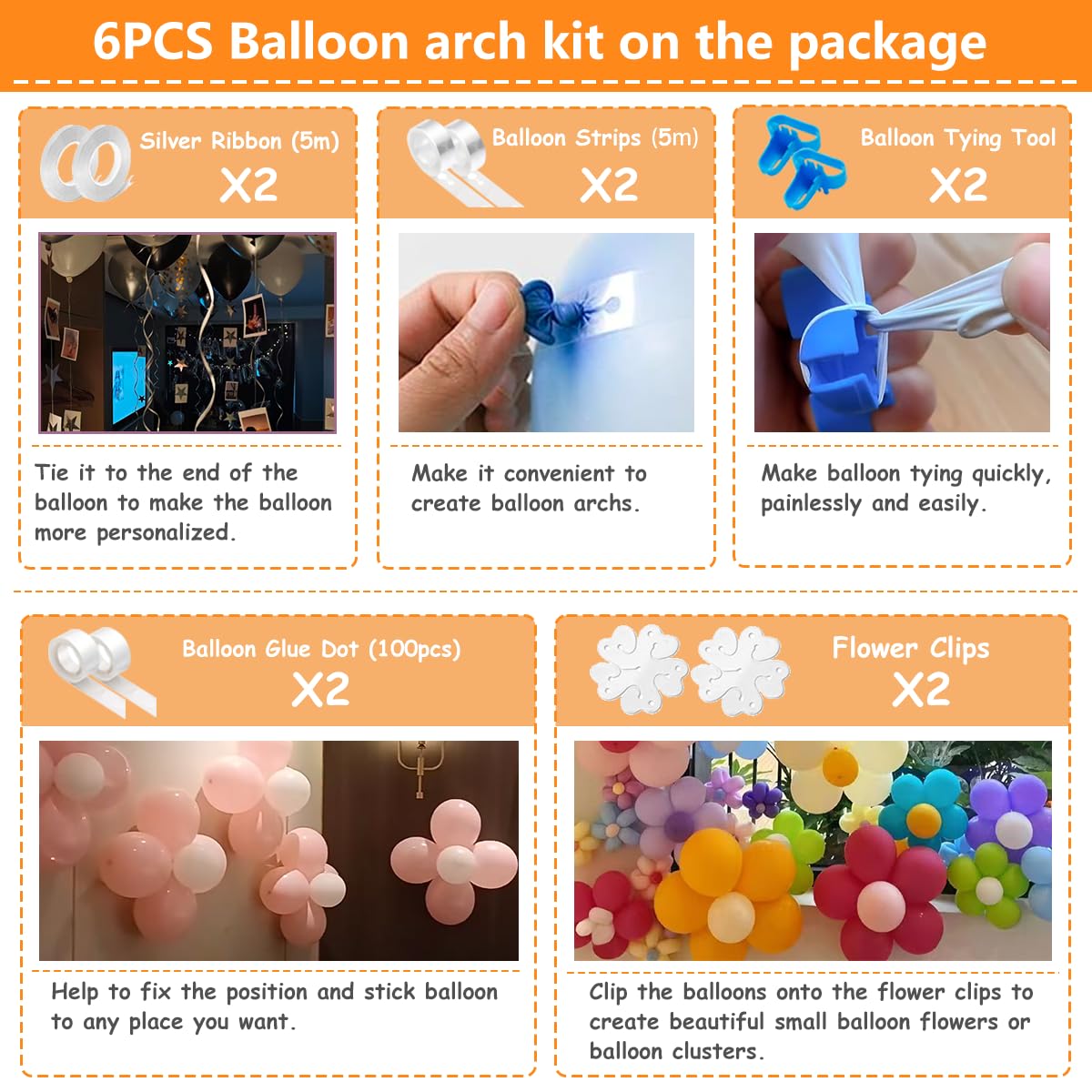 CUSZOY Electric Balloon Pump 600W, Fast Balloon Blower with 6 Balloon Arch Kits, Dual Nozzle & 2 Modes, Portable Air Pump for Balloon Decor for Party, Wedding, Birthday - Professional Balloon Pump