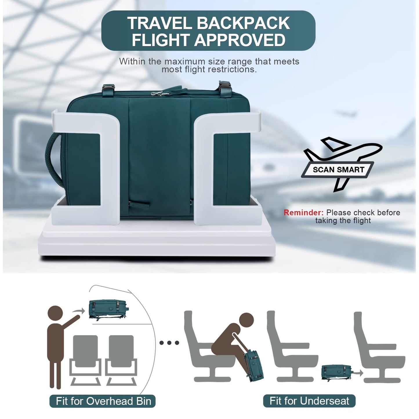 coofay Extra Large Backpack For Traveling On Airplane Carry On Backpack Flight Approved Personal Item Travel Backpack For Women Men Airline Approved Gym Bag With Shoe Compartment Weekender Hiking Bag