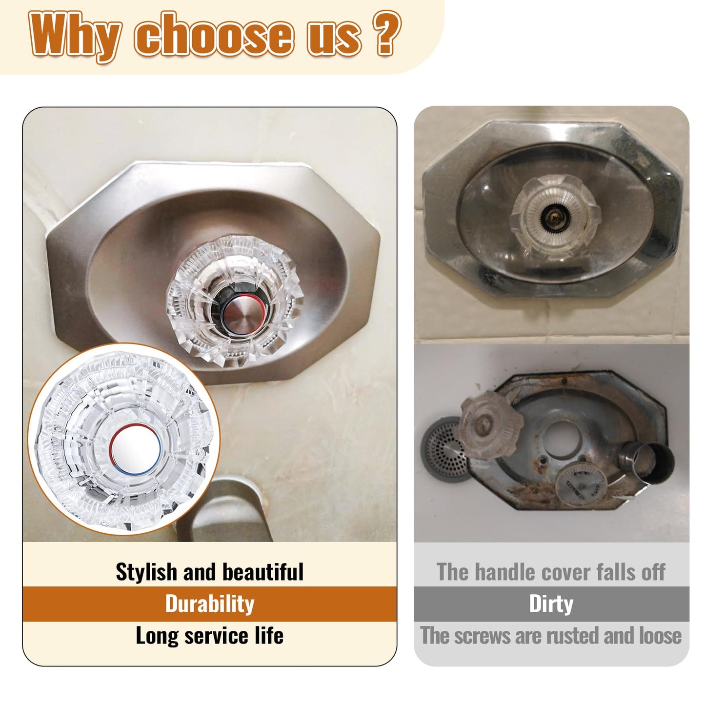 Single Shower Faucet Handle Replacement for Price Pfister Style Avante Series 940-240 or 940-950a, Clear Acrylic Shower Knob Replacement use for Bathroom Sink (940-950A)