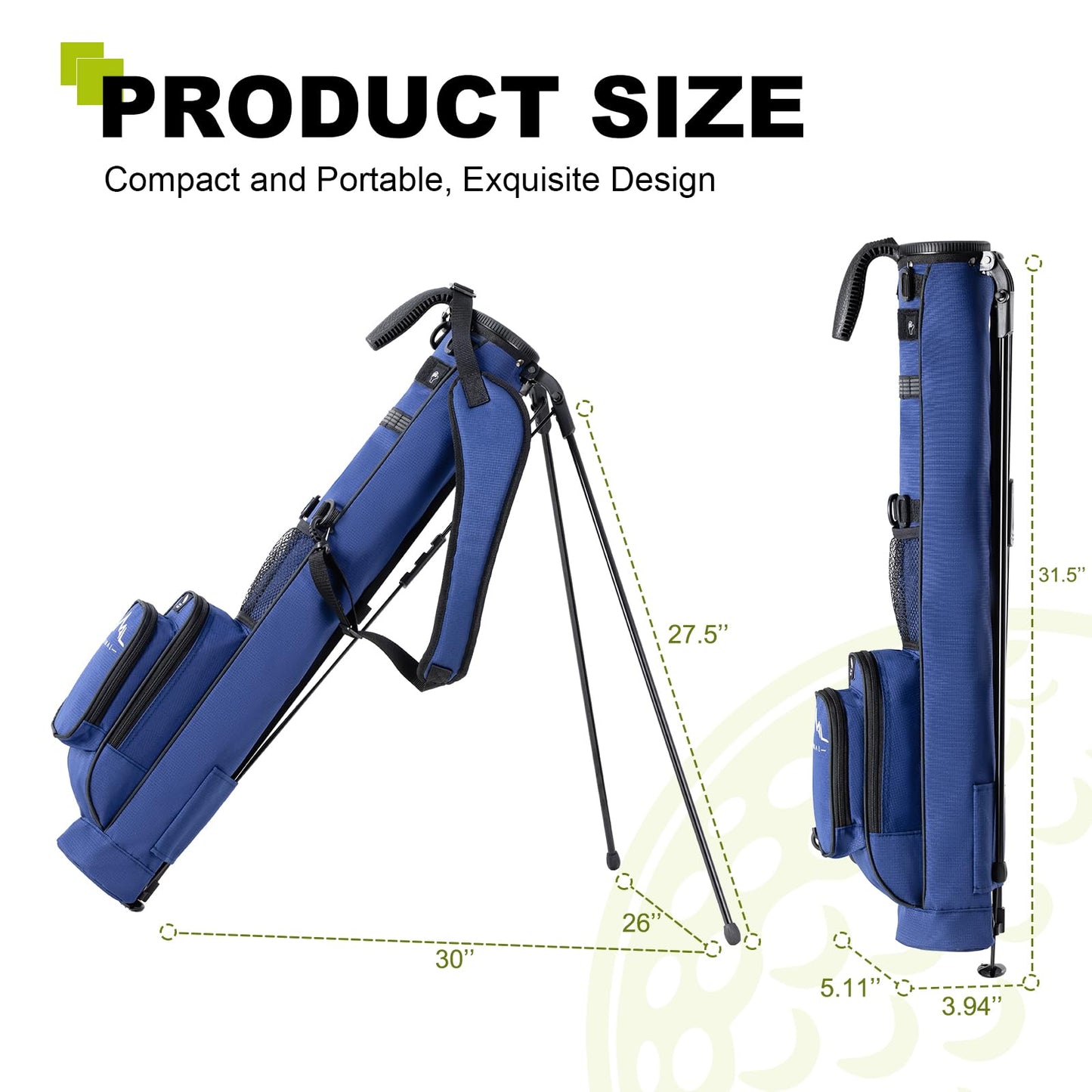 uniHimal Golf Lightweight Stand Carry Bag– Easy to Carry and Durable Pitch n Putt Golf Bag for The Driving Range, Par 3 and Executive Courses–31.5 inches Tall (Blue)