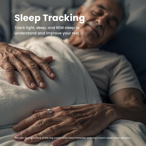 EOGBM Smart Health Ring Sleep Health Tracker for Women Men with Heart Rate, Blood Oxygen, Sleep Monitor, Steps,Calories, 5ATM Waterproof for iPhone/Android, No Subscription Fee(Rose Gold, 8#)