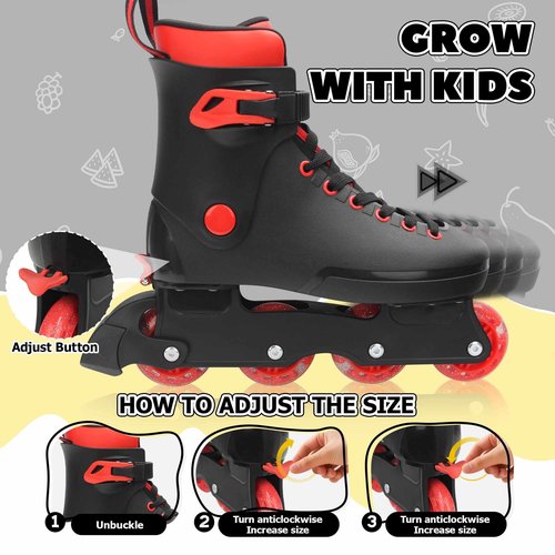 LKD Adjustable Inline Skates,Outdoor Roller Skates for Men and Women (Size 4-6)