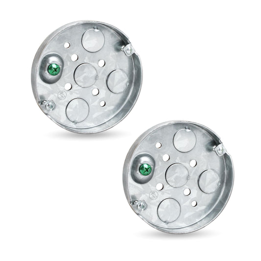4 Round Shallow Electrical Box,Round Electrical Box for Ceiling Fan Wall Lighting Fixtures with 1/2 Deep 1/2 Bottom Knockouts Ceiling Fan Wall Lighting Fixtures 2 Pcs
