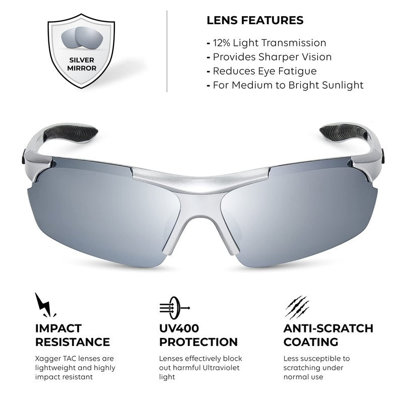 Xagger Polarized Sports Sunglasses for Men Women Wrap Around UV400 Running Baseball Softball Cycling Golf Hiking Fishing Driving Glasses