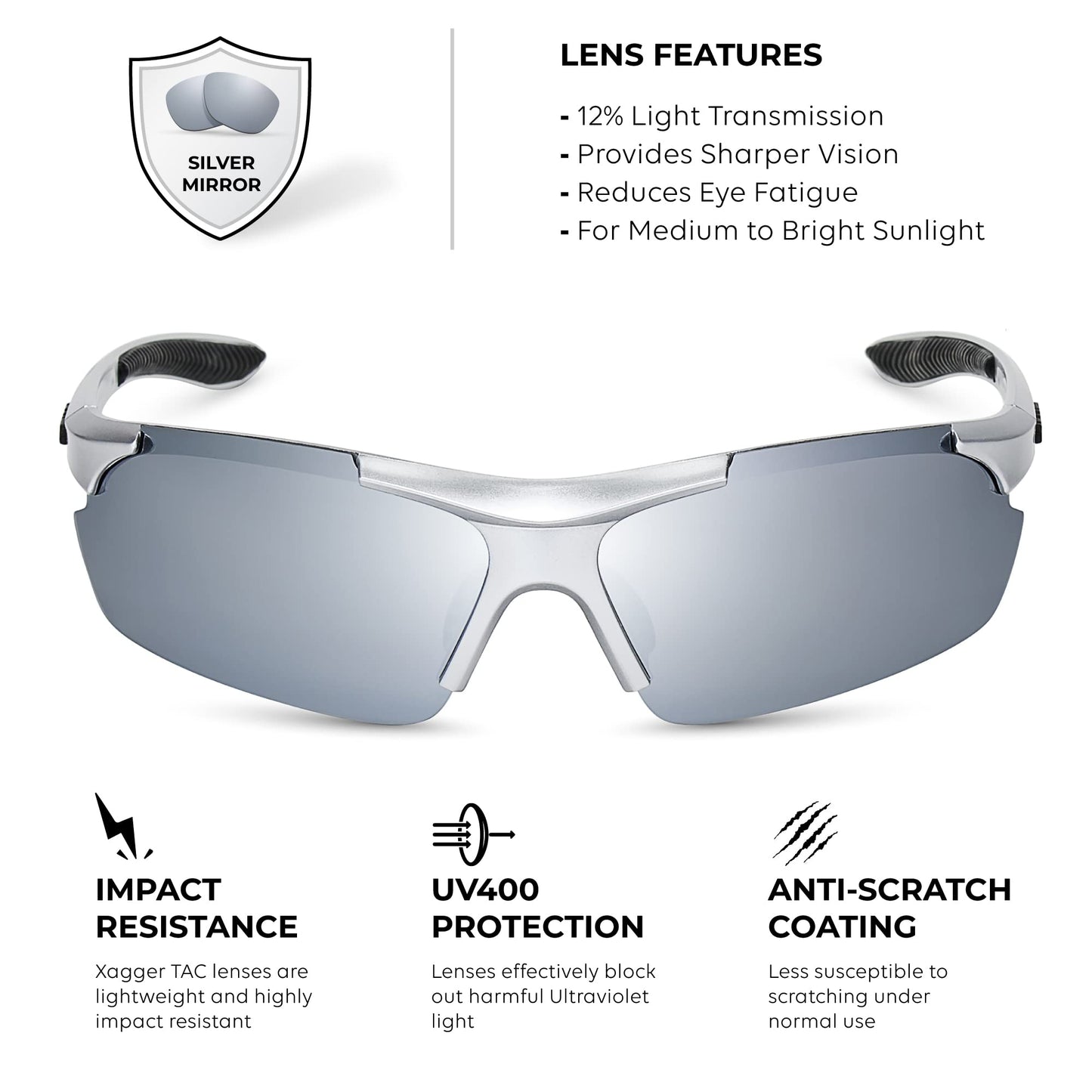 Xagger Polarized Sports Sunglasses for Men Women Wrap Around UV400 Running Baseball Softball Cycling Driving Glasses