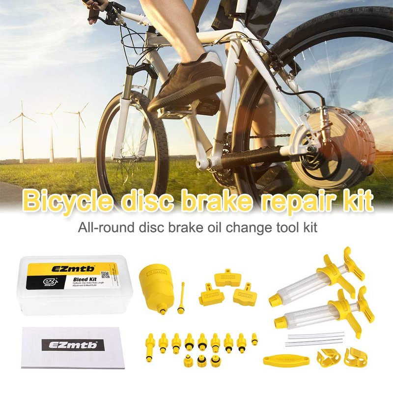 HKZTUY Hydraulic Brake Bleed Kit for MTB – Fix Spongy Brakes, Fits Shimano, MAGURA & SRAM, for DIY Home & Pro Shop Use Maintenance, Boosts Brake Performance