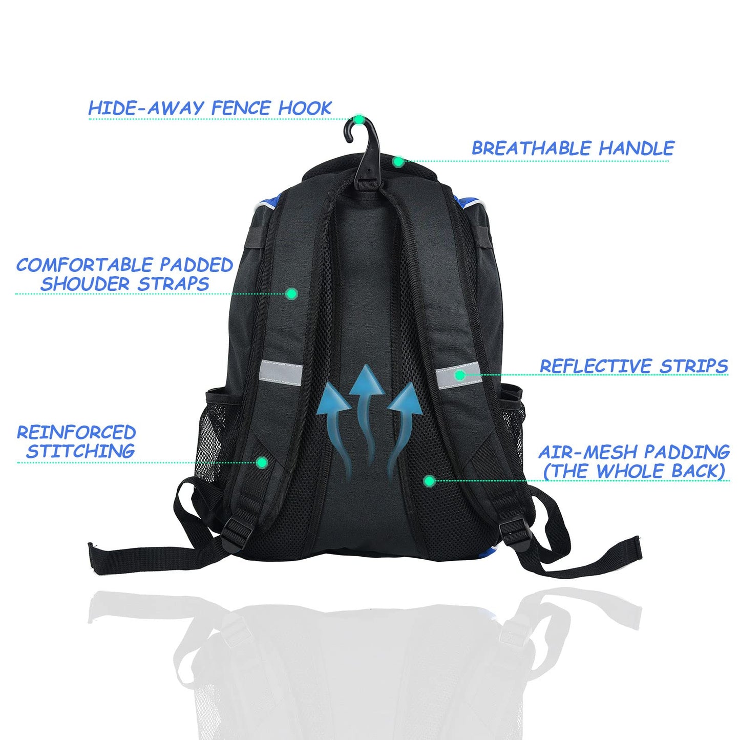WOLT Youth Baseball Bag - Bat Backpack for Baseball, T-Ball & Softball Equipment & Gear, Bat & Glove Holder, Large Main Compartment for Helmet & accessories, Separate Shoes Compartment, Fence Hook
