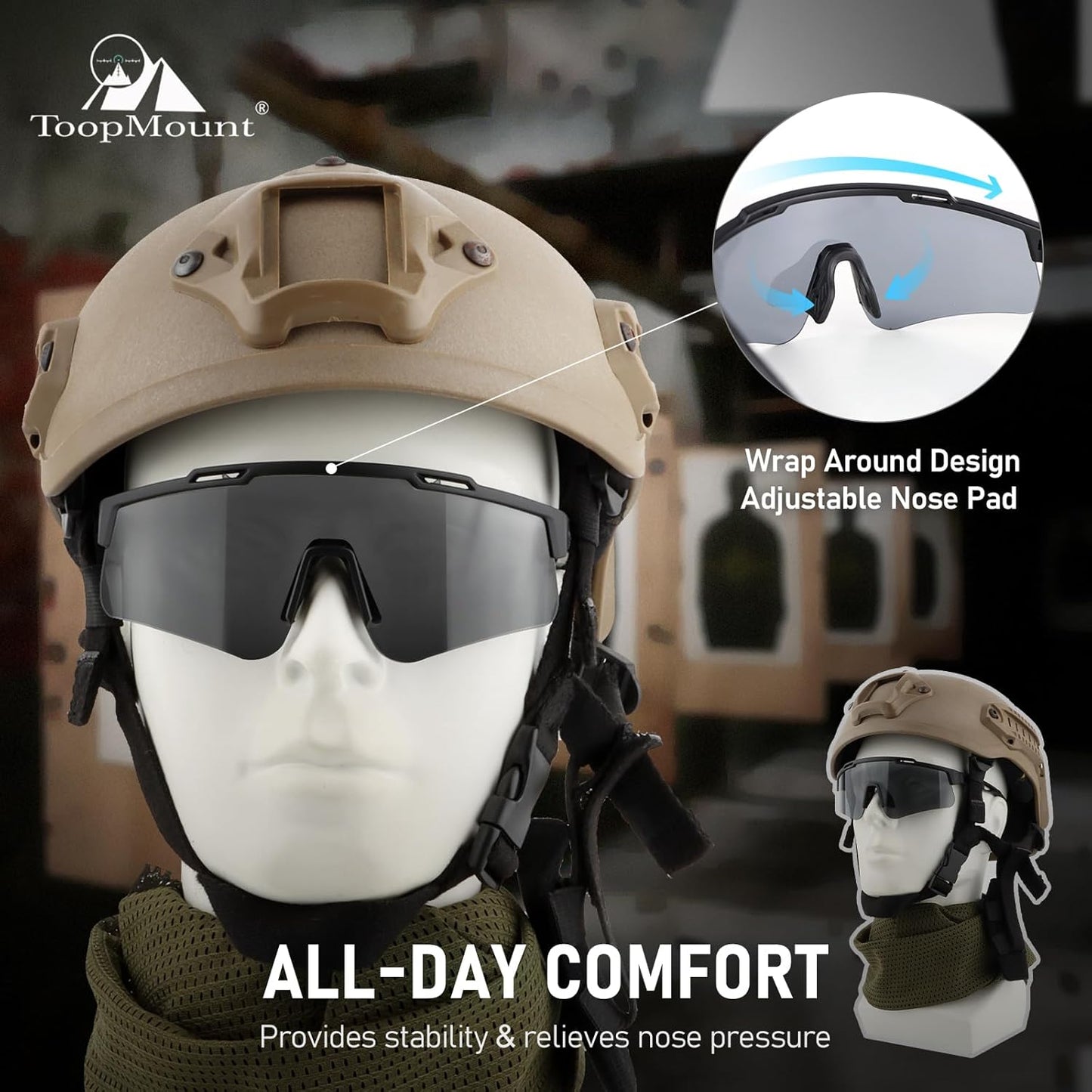 Skiennix Tactical Eyewear - Anti-Fog Sports Glasses with UV400 Protection & 3 Interchangeable Lenses