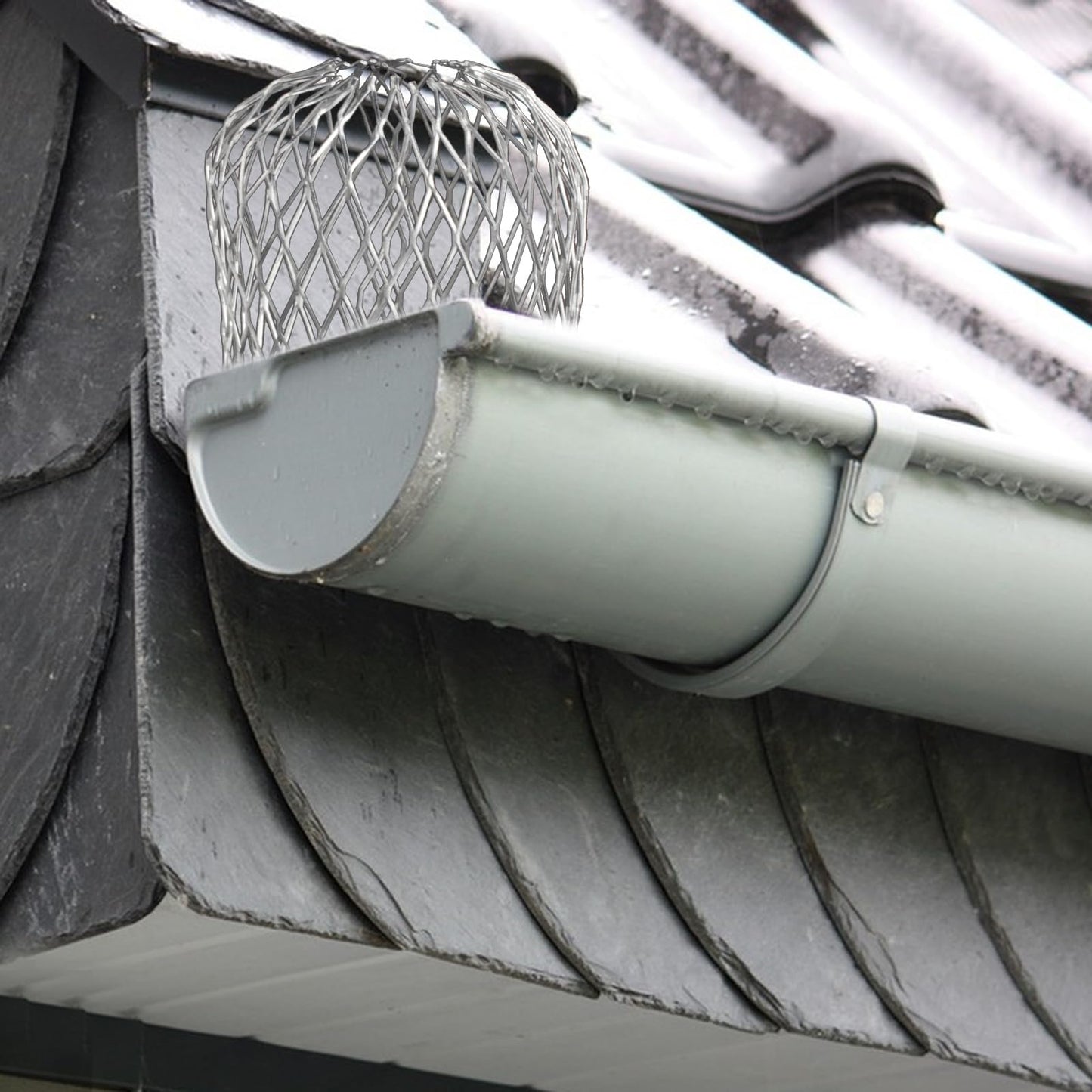 Heavy-Duty Aluminum Gutter Guards (3.5 Inch) - Expandable Downspout Leaf Filter Strainer with Debris Blockage Prevention Screen (8 pcs Sliver)