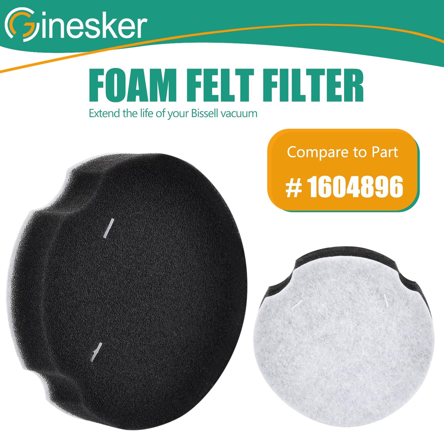 4 Pack Replacement Filters for Bissell Powerforce Compact Lightweight Upright 2112 1520 Turbo Bagless 2690 Cleanview Vacuum Cleaner, Compare to Part #1604896